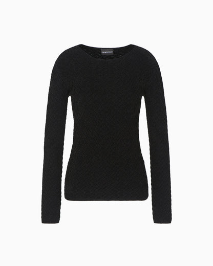 Chenille jumper with embossed irregular chevron motif