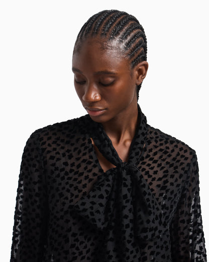 ASV Jeu de Cartes devoré tulle shirt with foulard collar