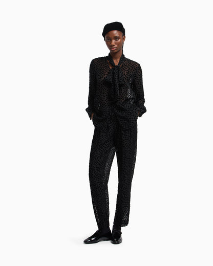 ASV Jeu de Cartes devoré tulle shirt with foulard collar