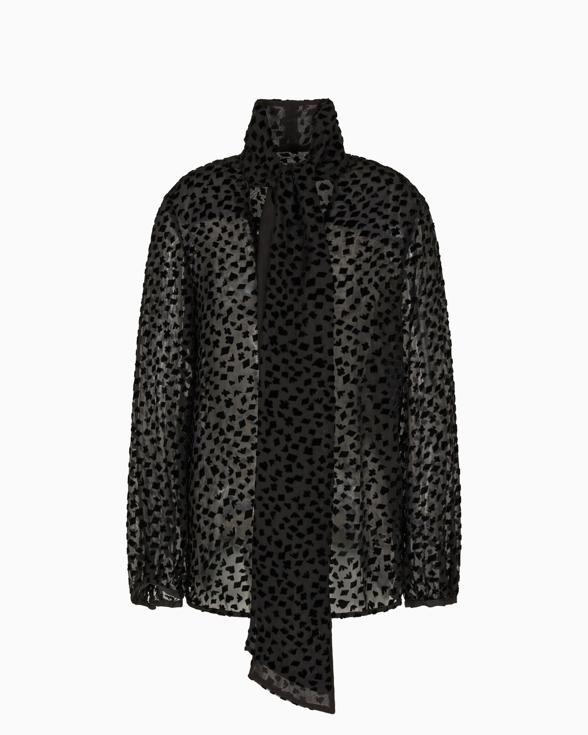 ASV Jeu de Cartes devoré tulle shirt with foulard collar