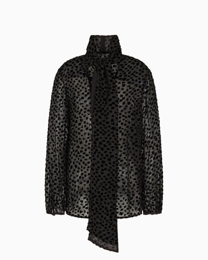 ASV Jeu de Cartes devoré tulle shirt with foulard collar