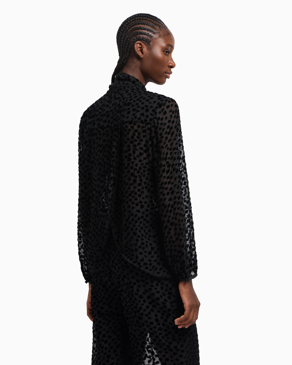 ASV Jeu de Cartes devoré tulle shirt with foulard collar