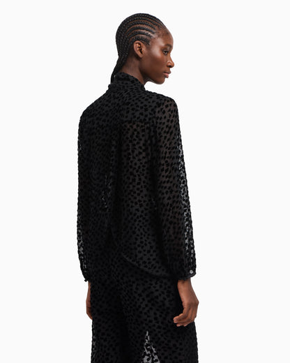 ASV Jeu de Cartes devoré tulle shirt with foulard collar