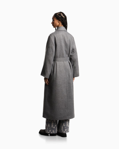 Coat in water-repellent fabric with a chevron motif