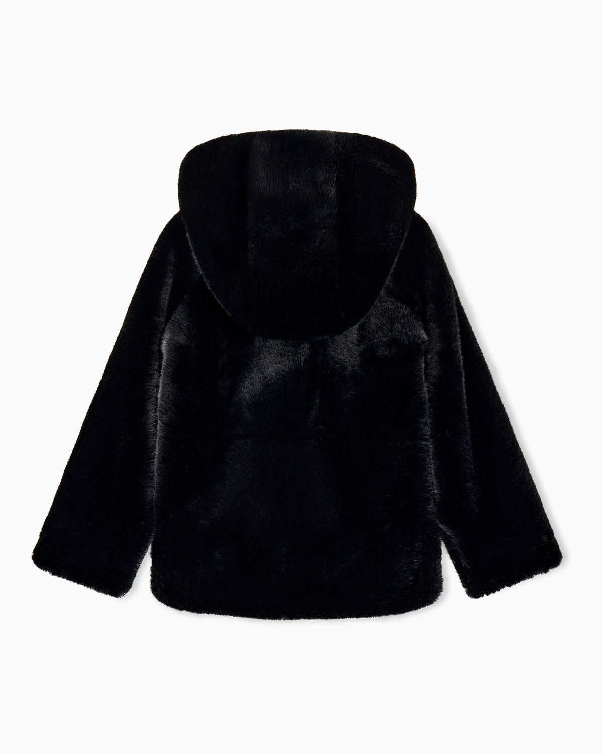 Caban coat in faux fur with a hood and zip closure