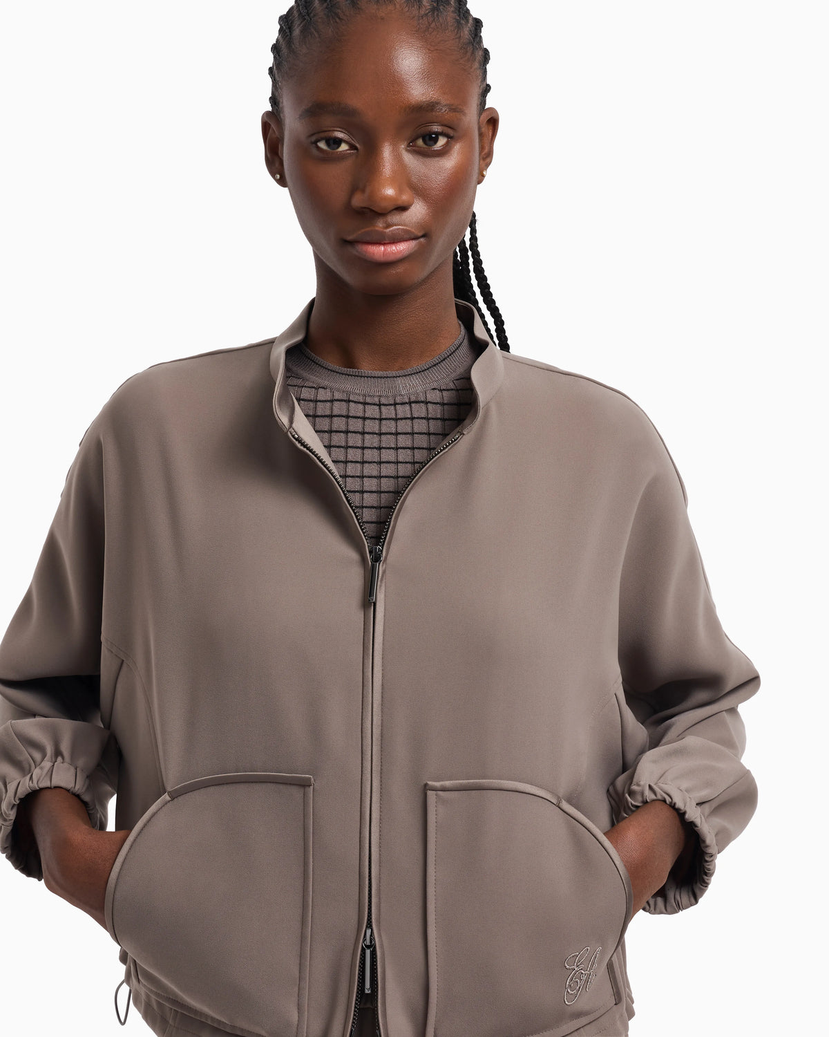 Technical cady blouson with logo embroidery