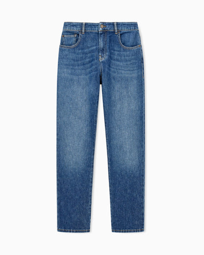 Slim-fit denim jeans with five pockets and a used look