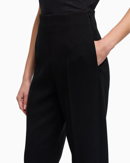 Bark-effect fluid crêpe trousers