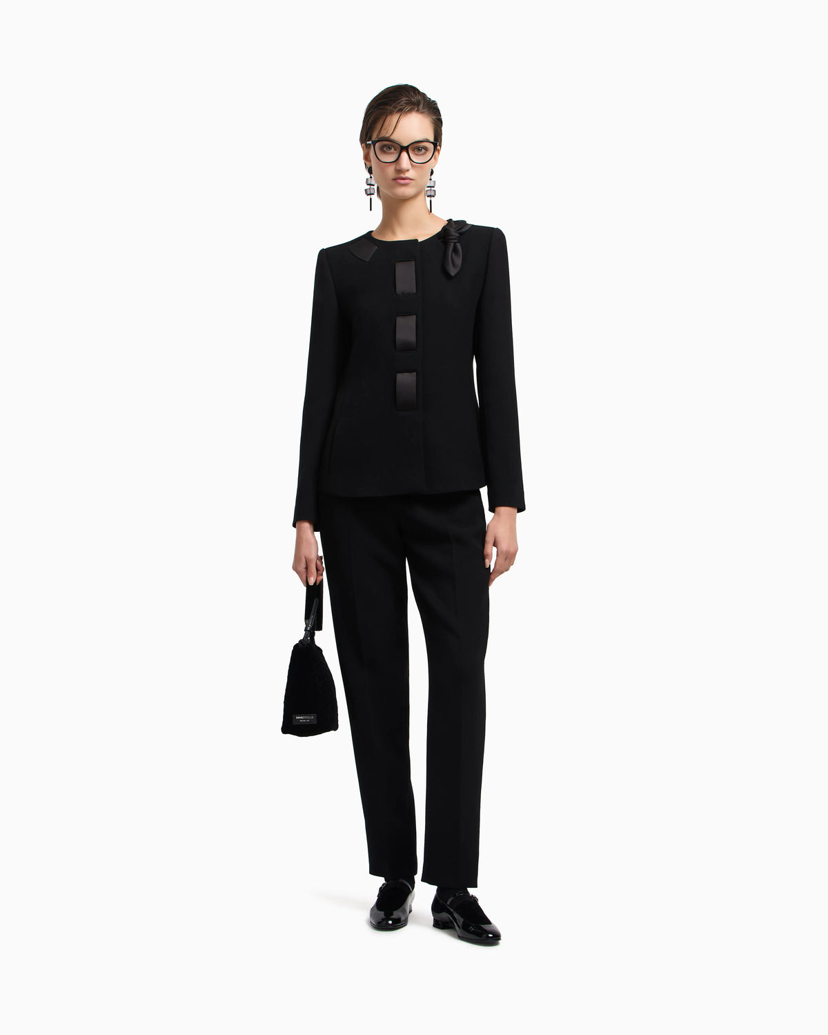 Bark-effect fluid crêpe trousers