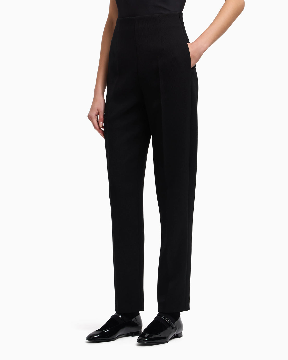 Bark-effect fluid crêpe trousers