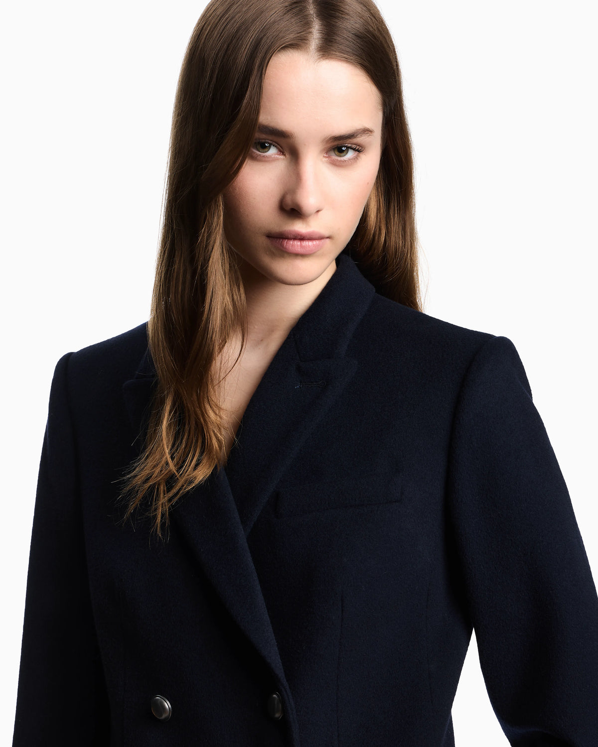 Double-breasted blazer in compact wool and cashmere