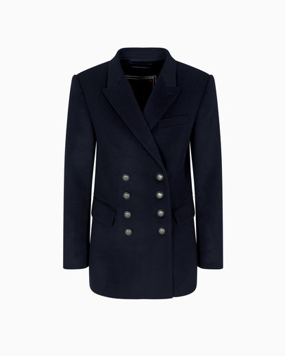 Double-breasted blazer in compact wool and cashmere
