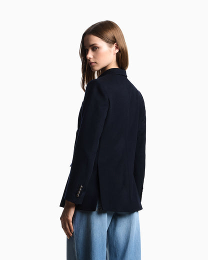 Double-breasted blazer in compact wool and cashmere