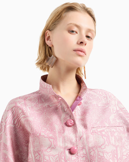 All-over jacquard jacket with guru collar