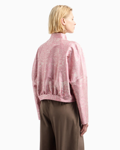 All-over jacquard jacket with guru collar