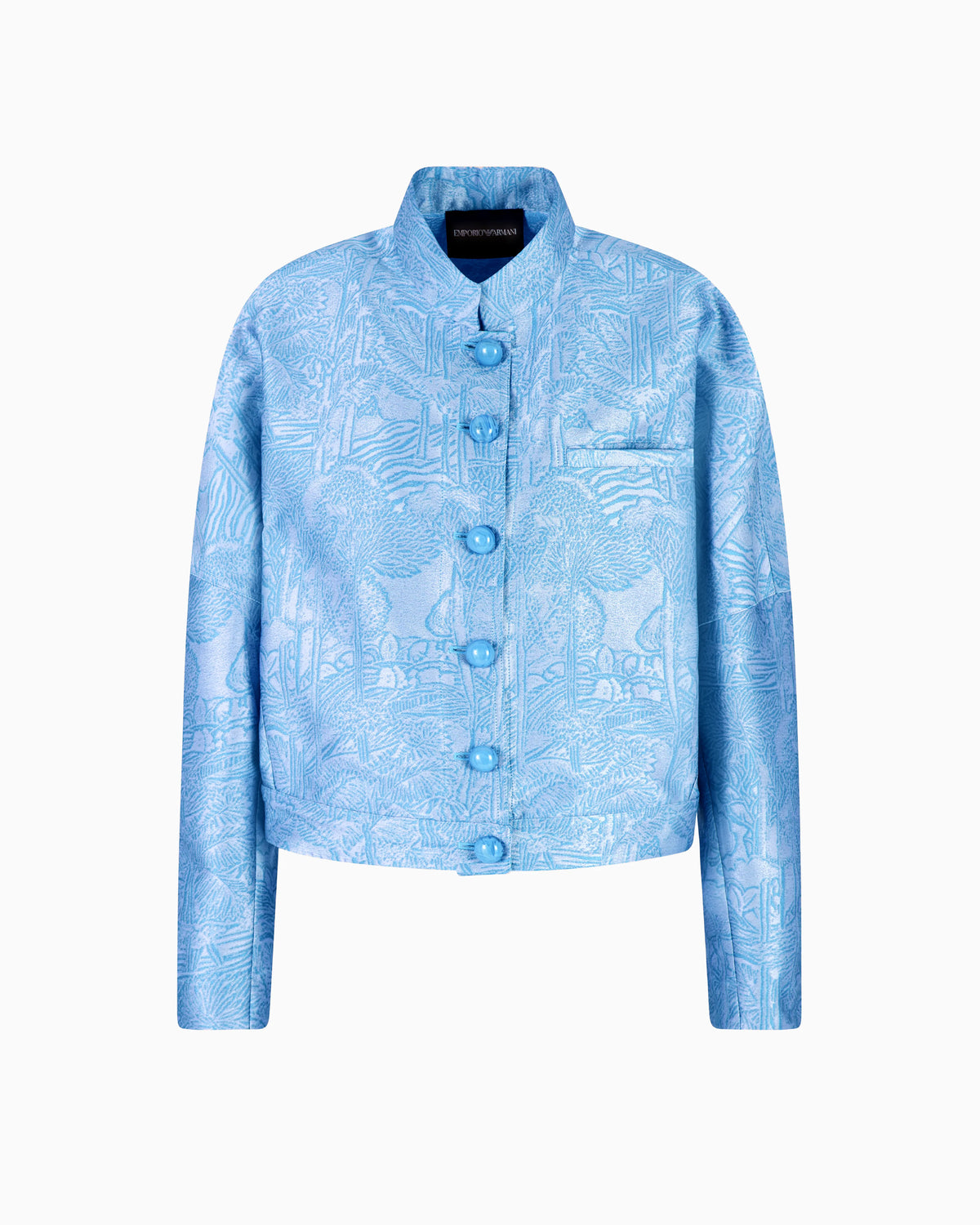 All-over jacquard jacket with guru collar