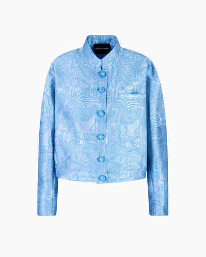 All-over jacquard jacket with guru collar