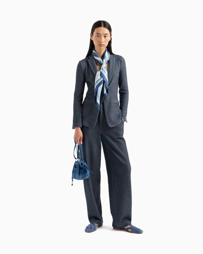 Single-breasted blazer chevron-motif jersey