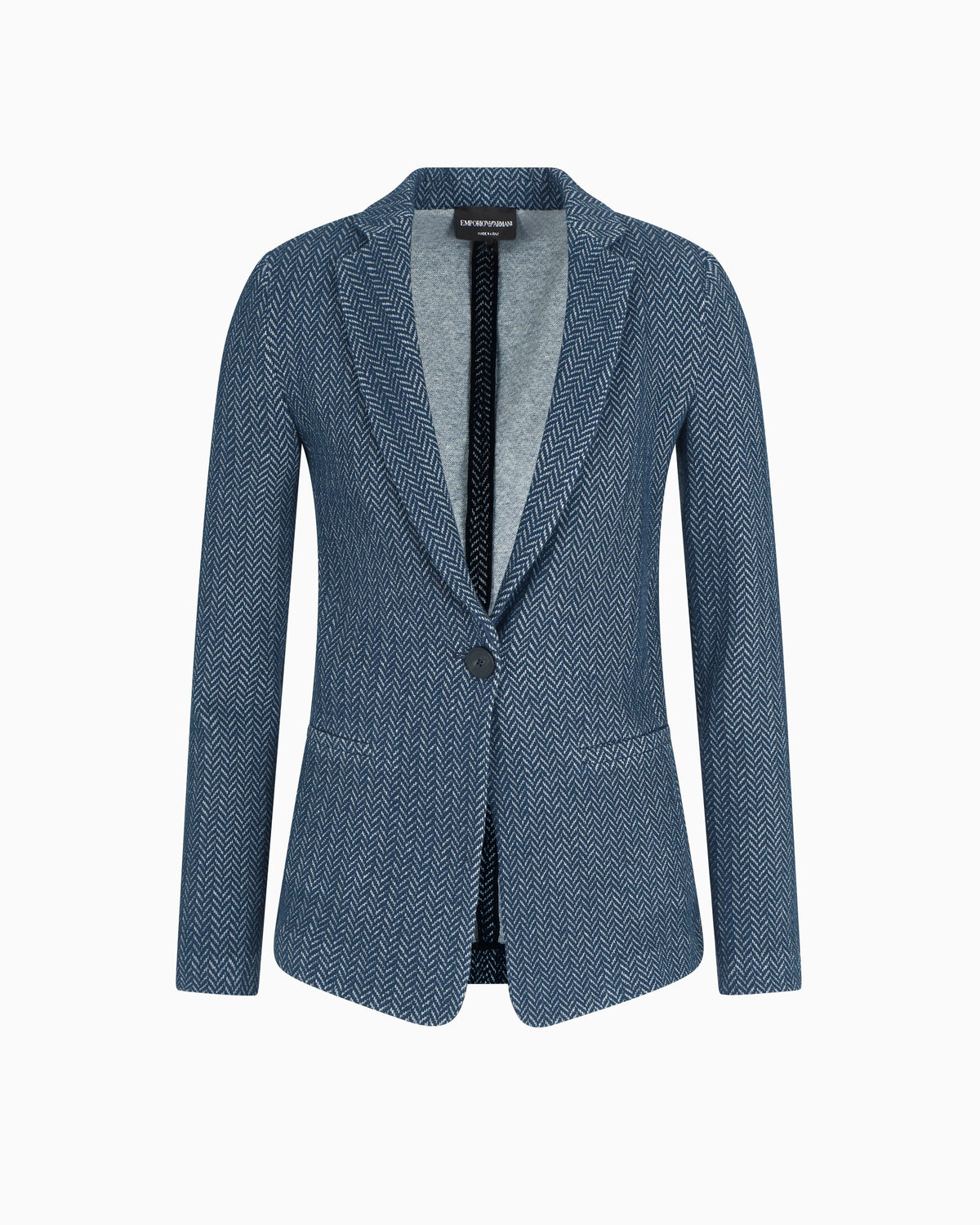 Single-breasted blazer chevron-motif jersey