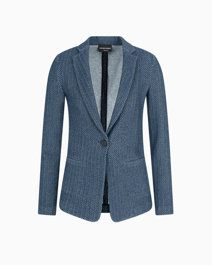 Single-breasted blazer chevron-motif jersey