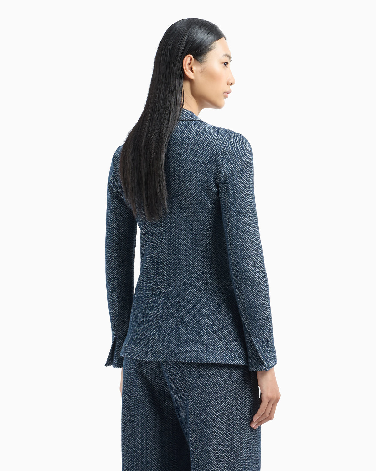 Single-breasted blazer chevron-motif jersey