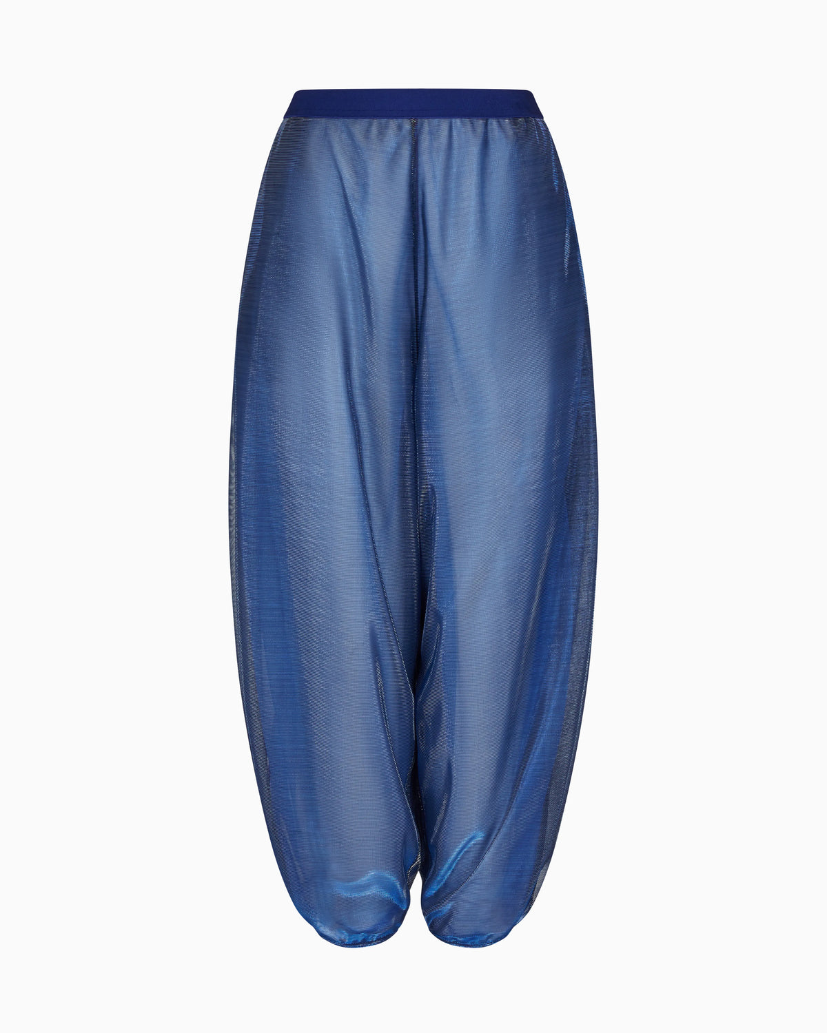 Wide trousers in iridescent knit mesh
