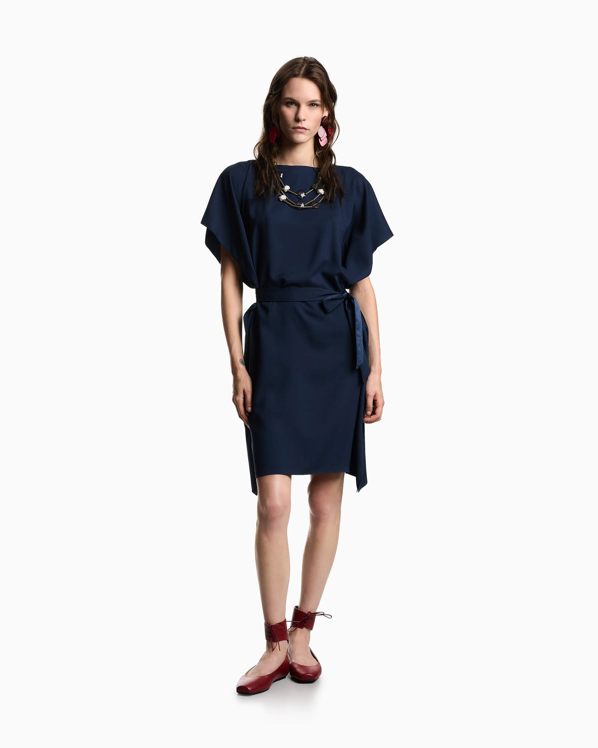 Satin crêpe sash dress
