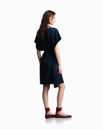 Satin crêpe sash dress