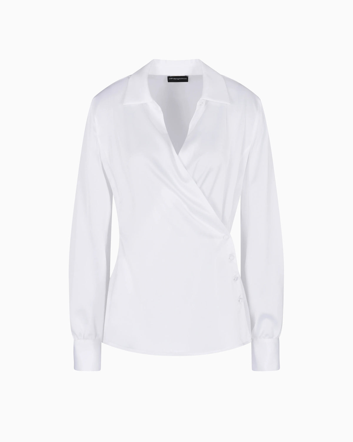 Satin crêpe wrap shirt