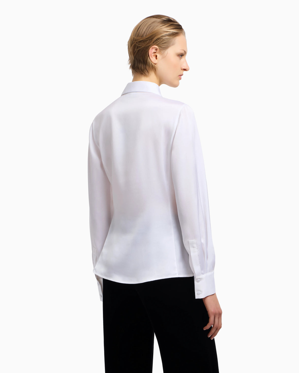Satin crêpe wrap shirt