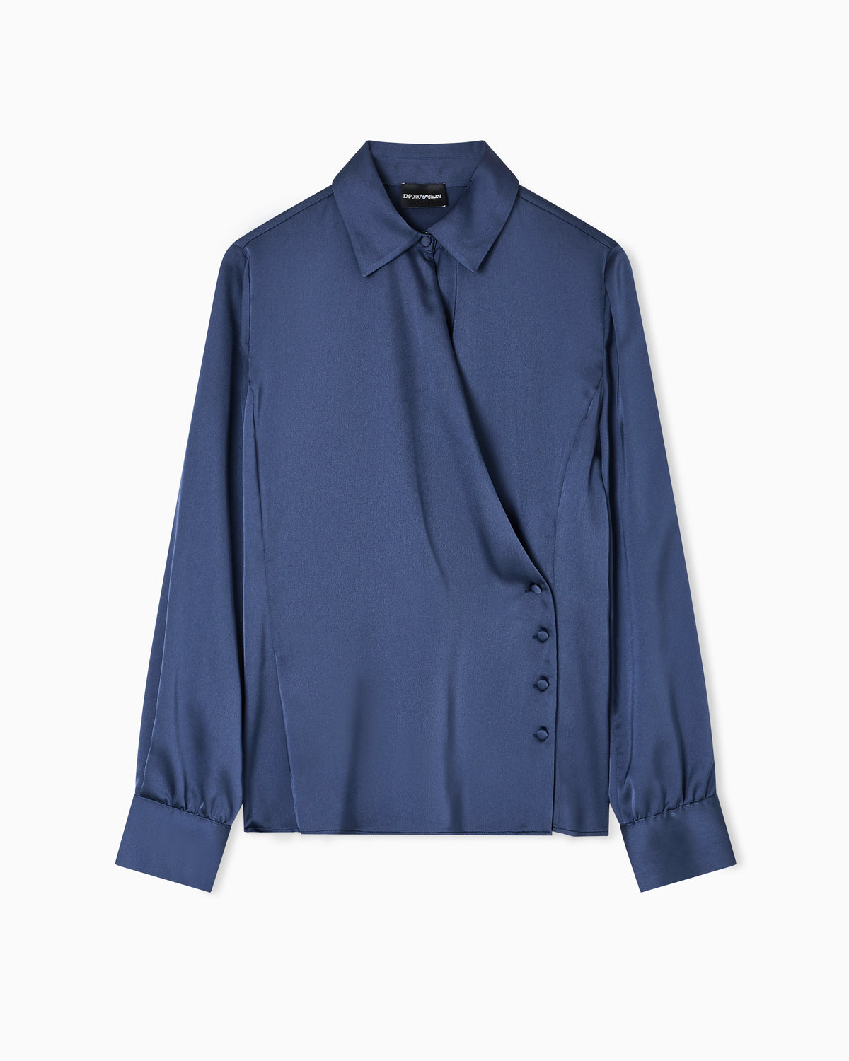 Satin crêpe wrap shirt