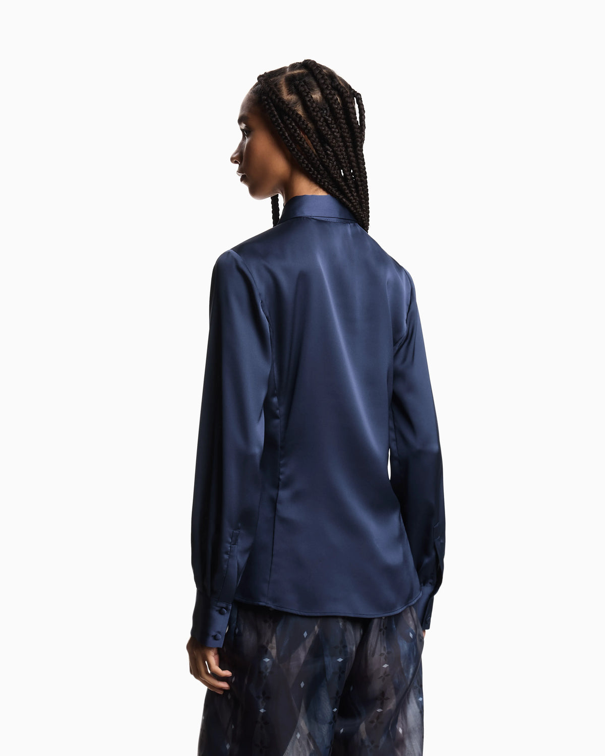 Satin crêpe wrap shirt