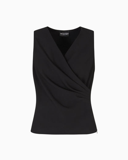 Fluid crêpe top with draping