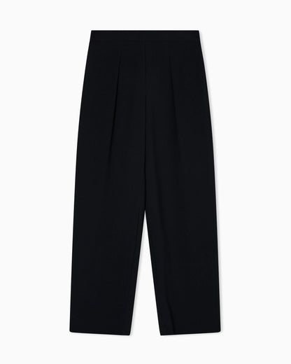 Stretch sandblasted fabric trousers with pleats