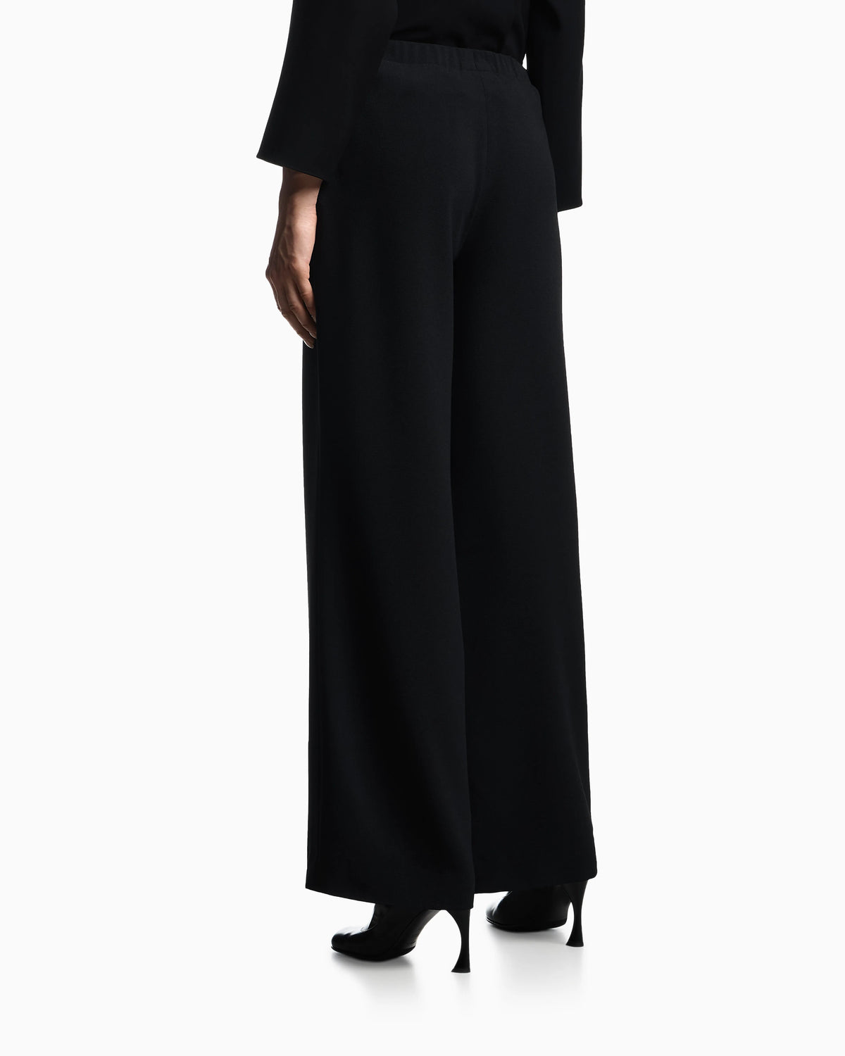 Stretch sandblasted fabric trousers with pleats