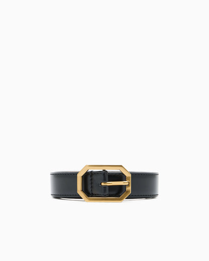 Belt with gold buckle