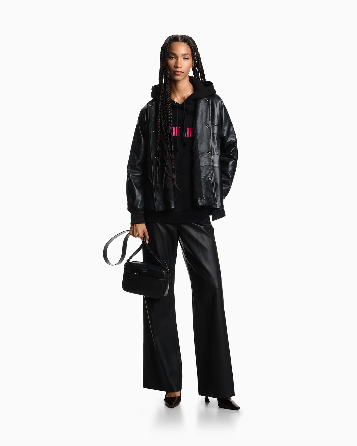 ASV oversized shirt jacket in dappled nappa lambskin