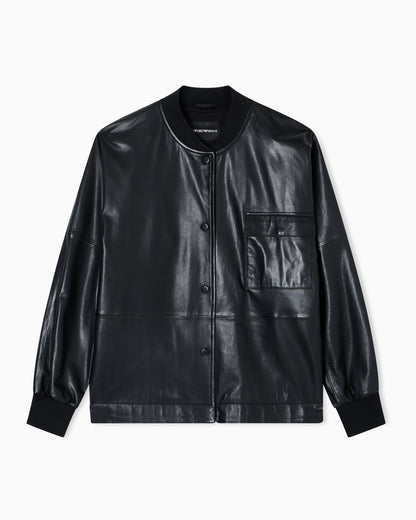 ASV oversized shirt jacket in dappled nappa lambskin