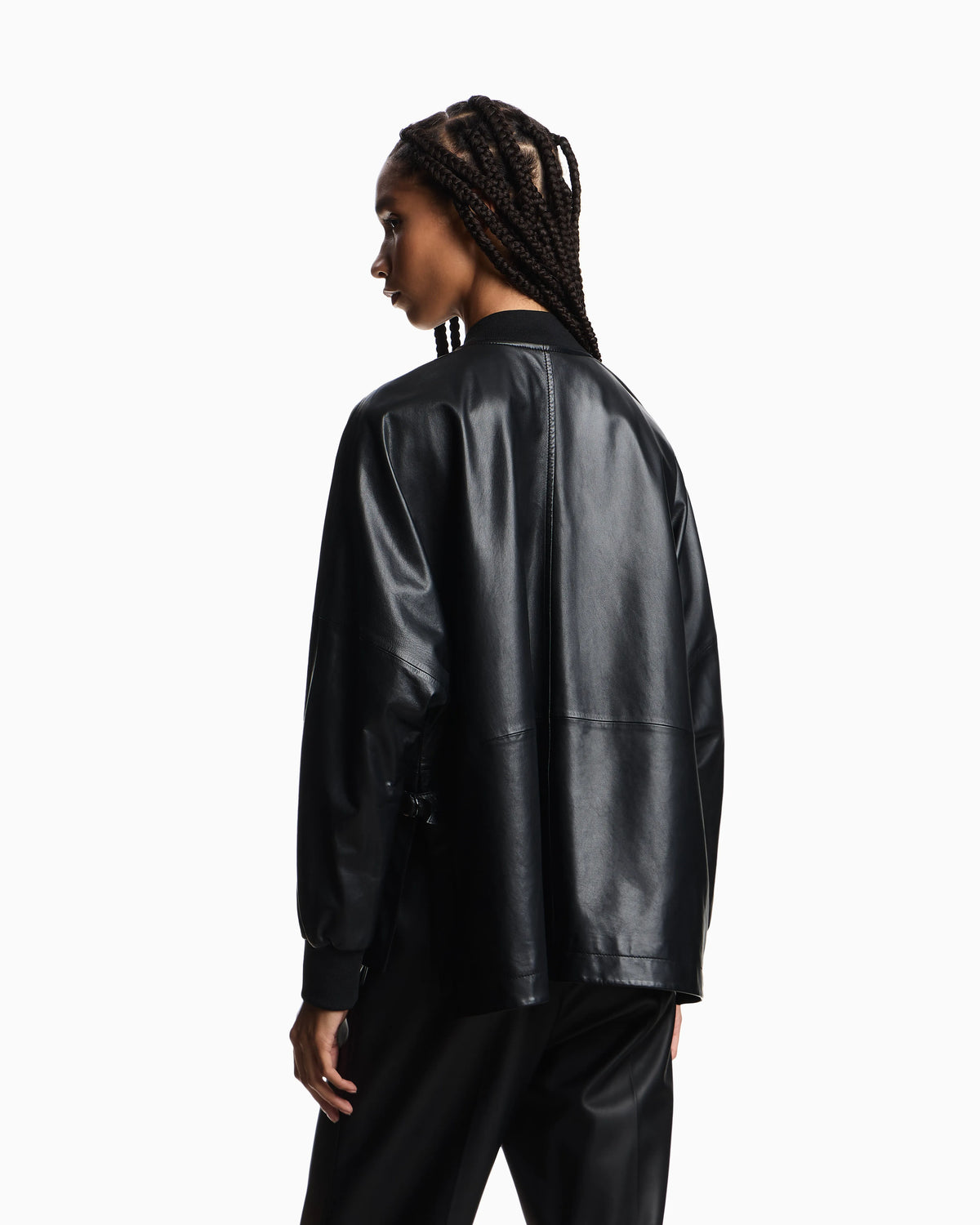 ASV oversized shirt jacket in dappled nappa lambskin
