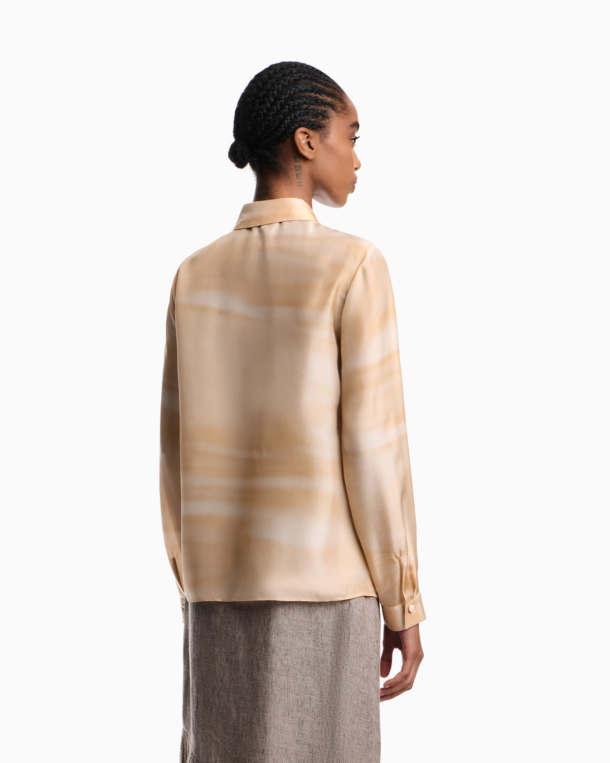 Shirt in pongee silk with faded print