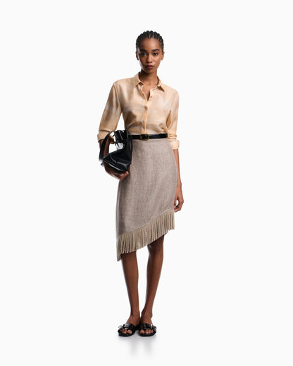 Shirt in pongee silk with faded print