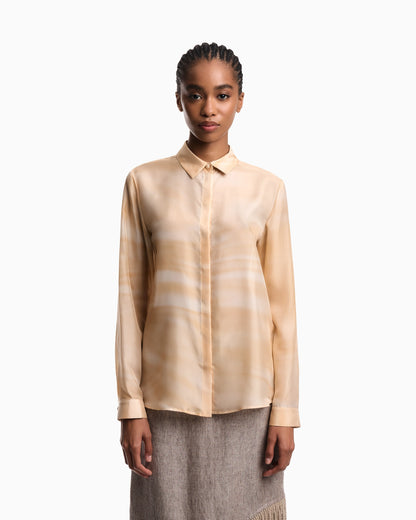 Shirt in pongee silk with faded print