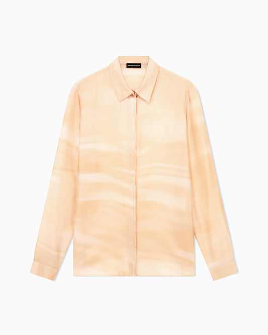 Shirt in pongee silk with faded print