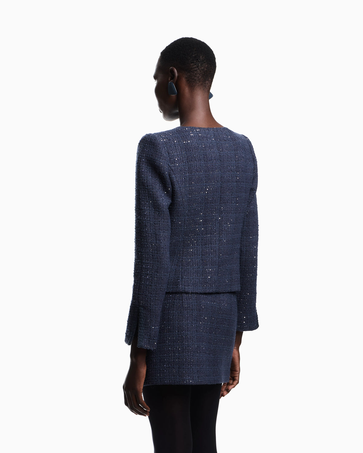 Lurex tweed zip-up jacket with micro sequins