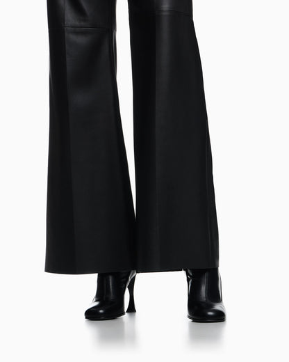 Glove-quality lambskin nappa leather palazzo trousers