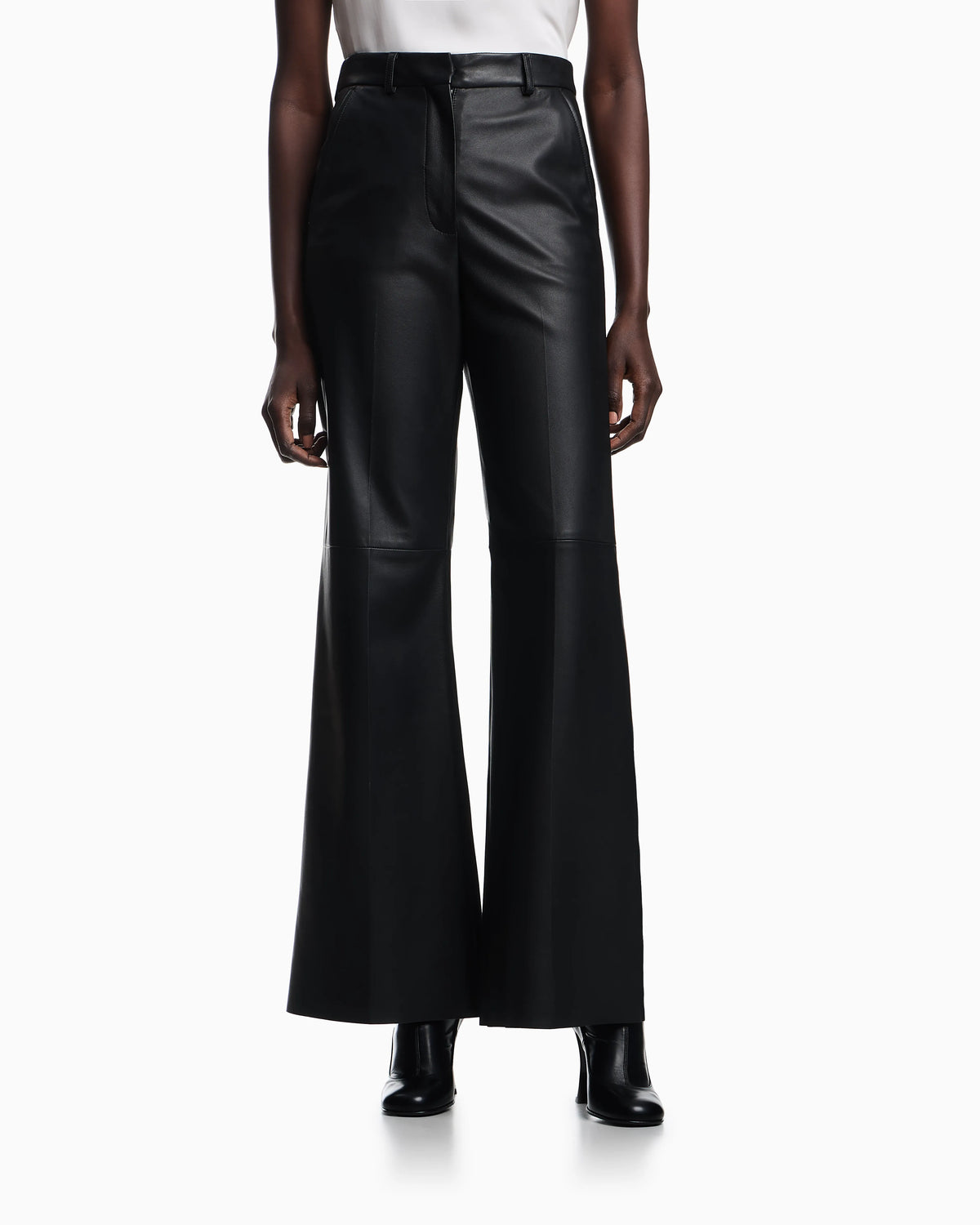 Glove-quality lambskin nappa leather palazzo trousers