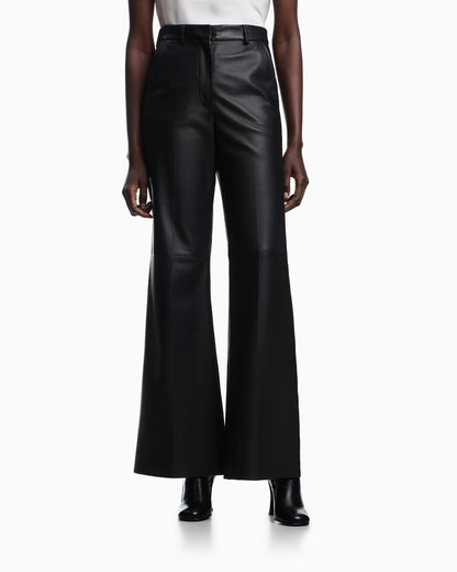 Glove-quality lambskin nappa leather palazzo trousers