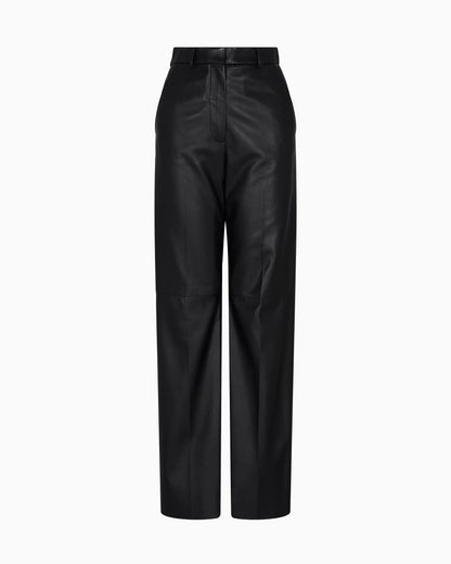 Glove-quality lambskin nappa leather palazzo trousers