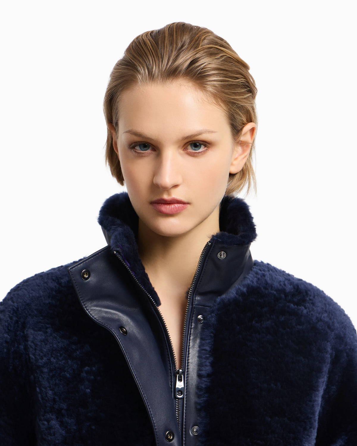 Lamb shearling sheepskin with nappa-leather details