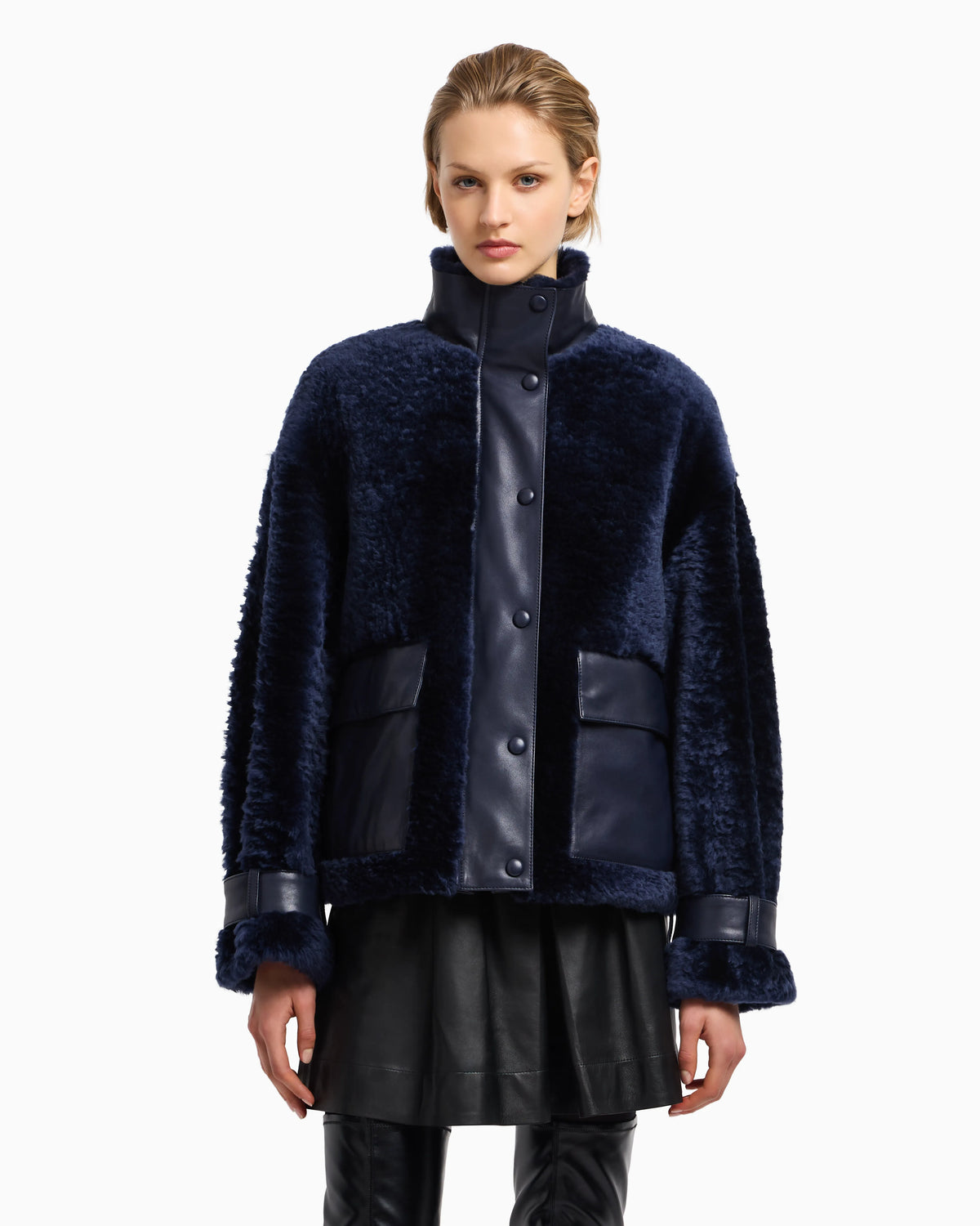 Lamb shearling sheepskin with nappa-leather details